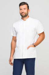 Bluza medyczna męska ze stójką Biała