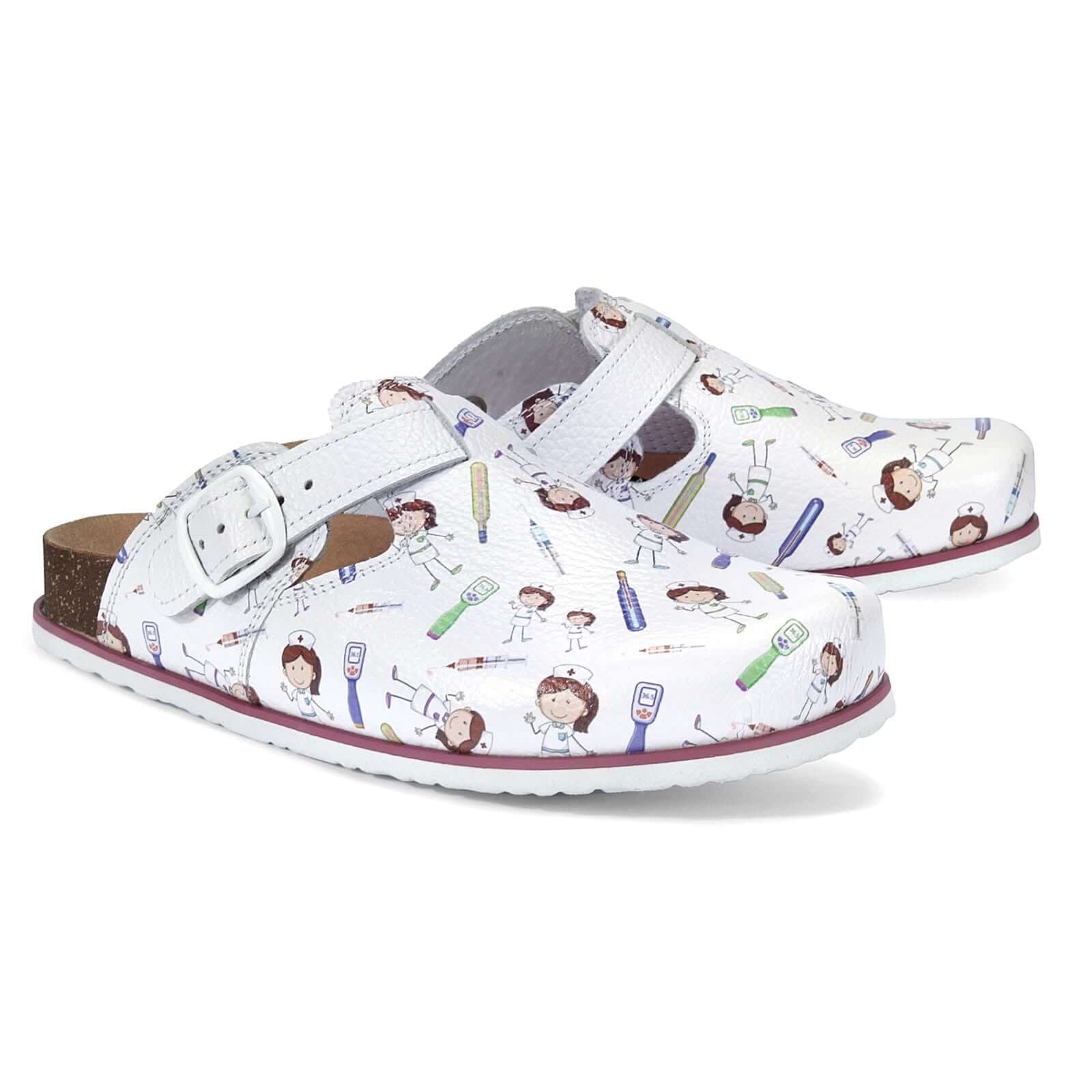 Skórzane chodaki medyczne PIELĘGNIARKA