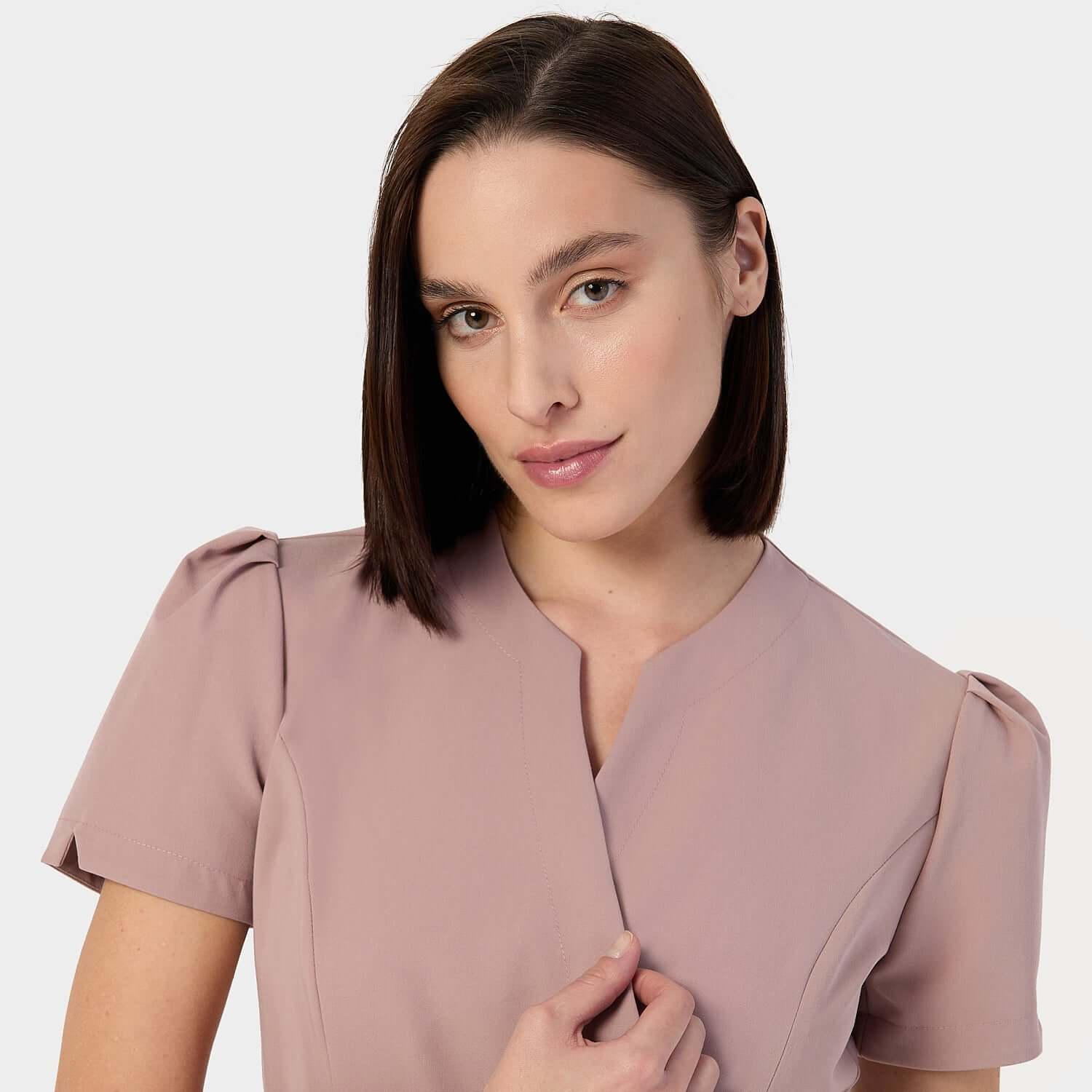 AMELIA tied medical apron - DUSTY PINK 