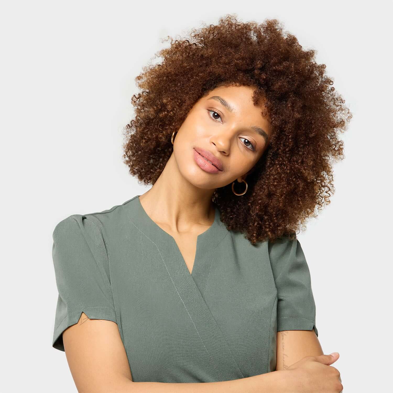 AMELIA tied medical apron - EUCALYPTUS GREEN 