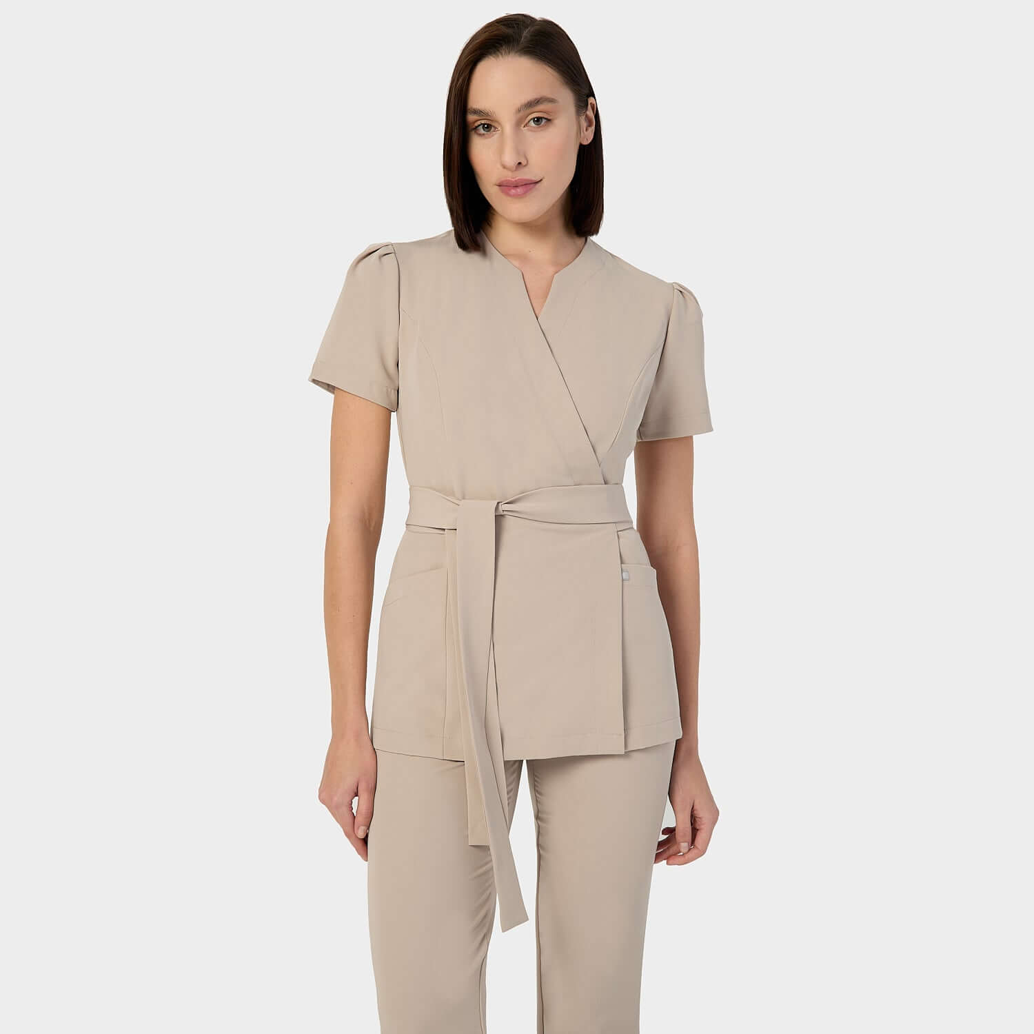 AMELIA - LATTE tied medical apron 