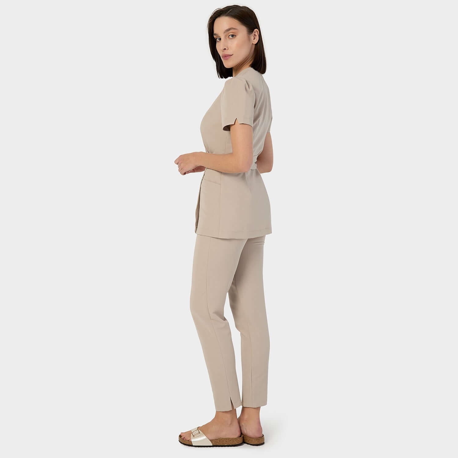 AMELIA - LATTE tied medical apron 