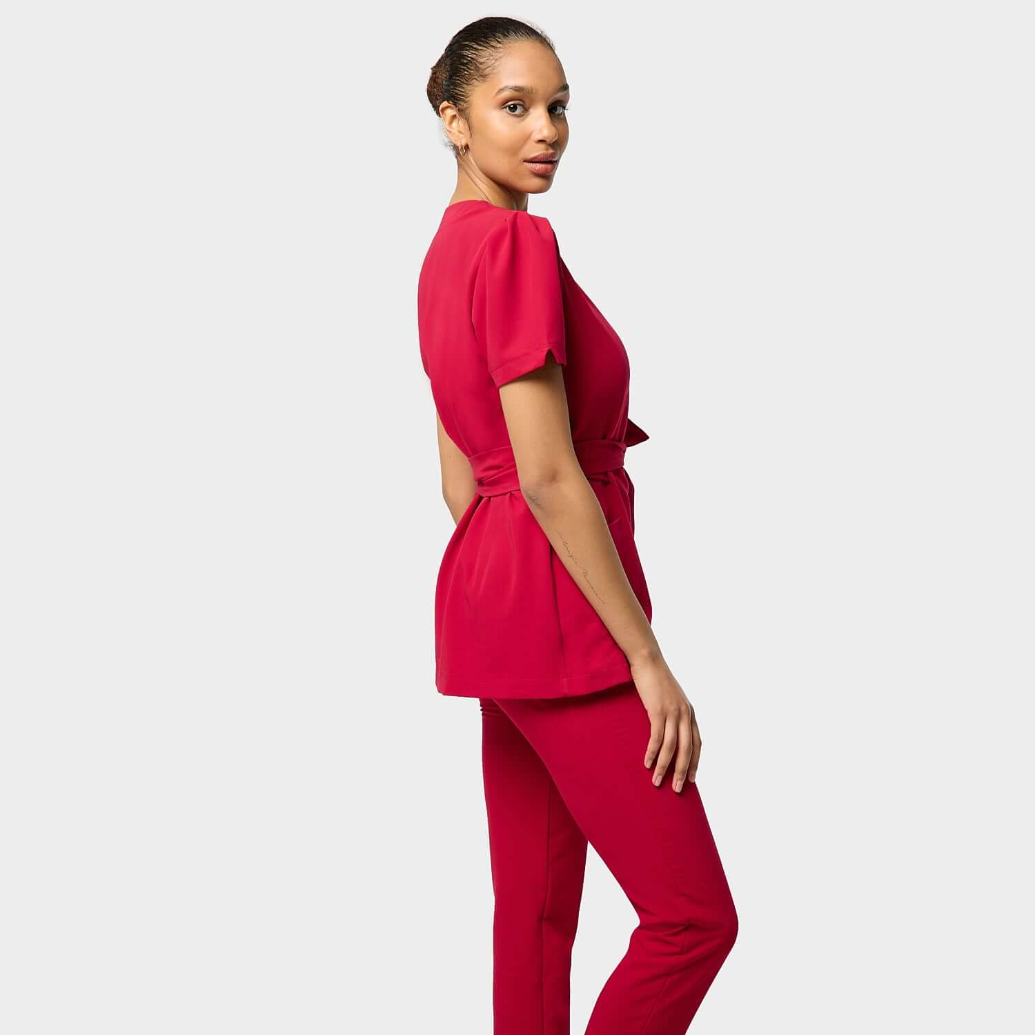 AMELIA tied medical apron - RED CHERRY 
