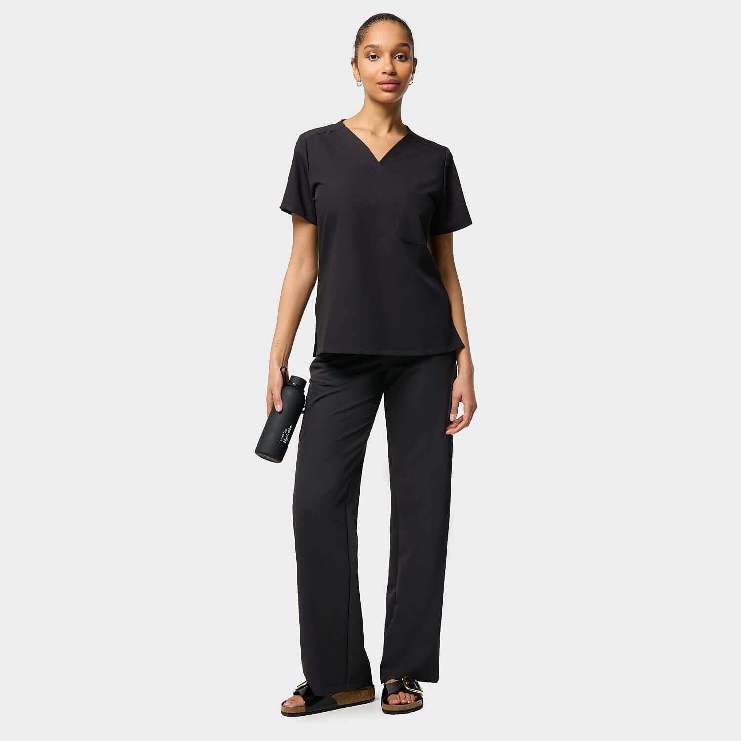 Spodnie medyczne damskie szerokie - BLACK