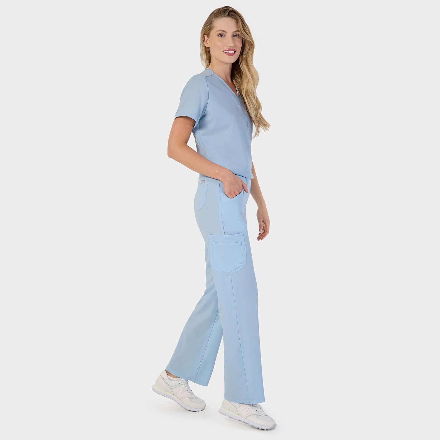 Women's wide medical trousers - BABY BLUE