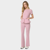 BLUZA MEDYCZNA DAMKSA Z BASKINKĄ KIM RÓŻOWA