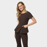 Bluza medyczna damska KIM z baskinką Dark Chocolate