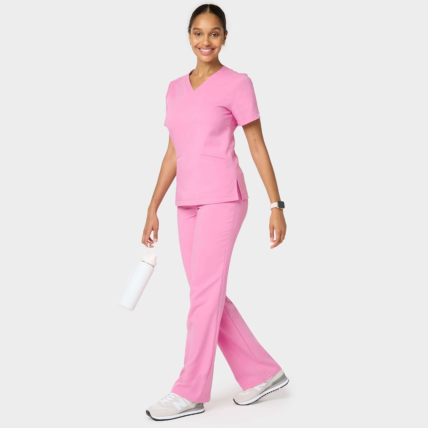 Women's wide medical trousers - CANDY PINK