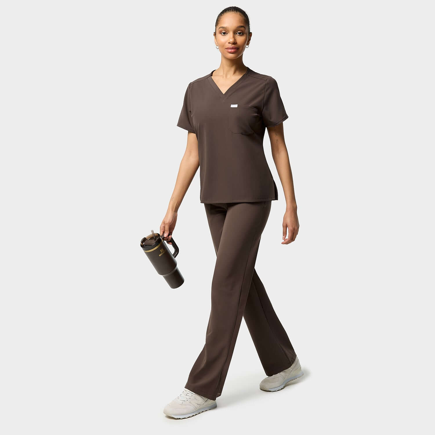 Dámské široké lékařské kalhoty - MLÉČNÁ ČOKOLÁDA