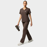 Spodnie medyczne damskie szerokie - MILK CHOCOLATE