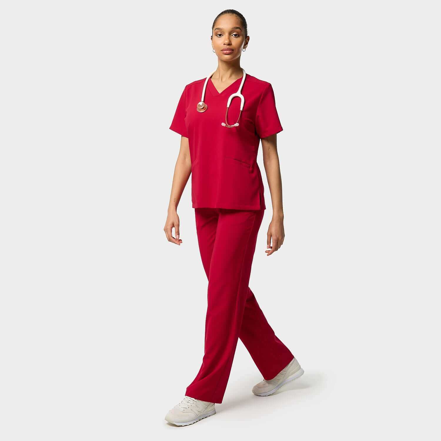 Dámské široké zdravotní kalhoty - RED CHERRY