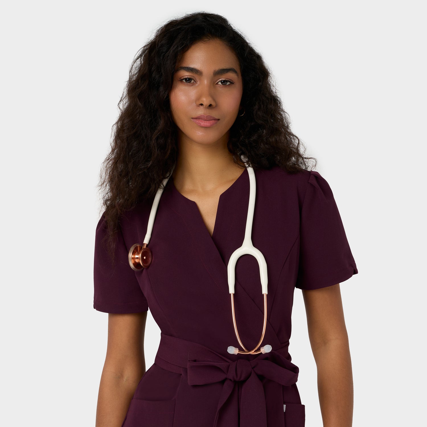 Fartuszek medyczny wiązany AMELIA - BURGUNDY