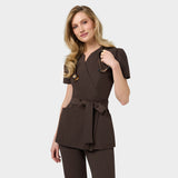 Fartuszek medyczny wiązany AMELIA - DARK CHOCOLATE