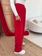 Dámské široké zdravotní kalhoty - RED CHERRY