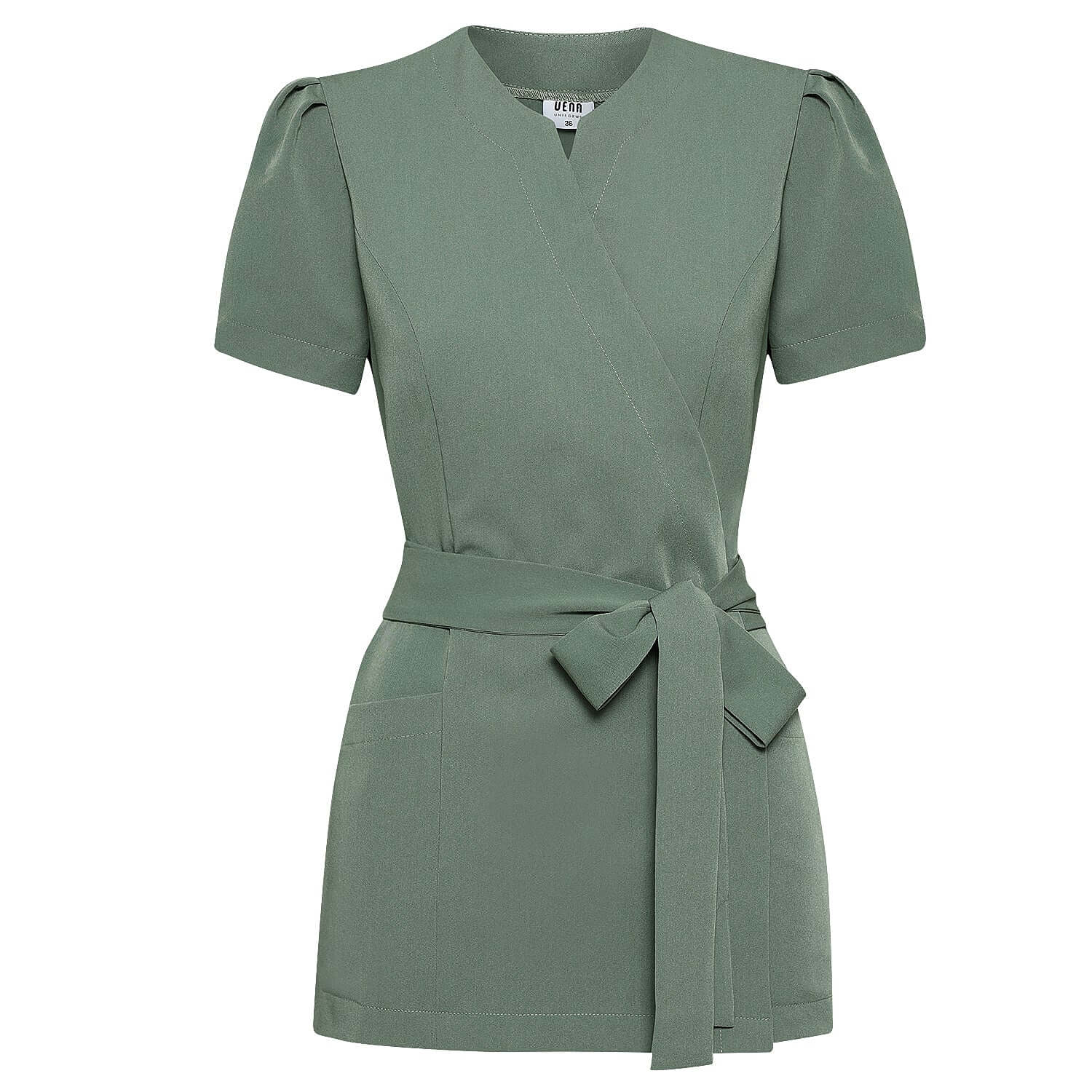 AMELIA tied medical apron - EUCALYPTUS GREEN 