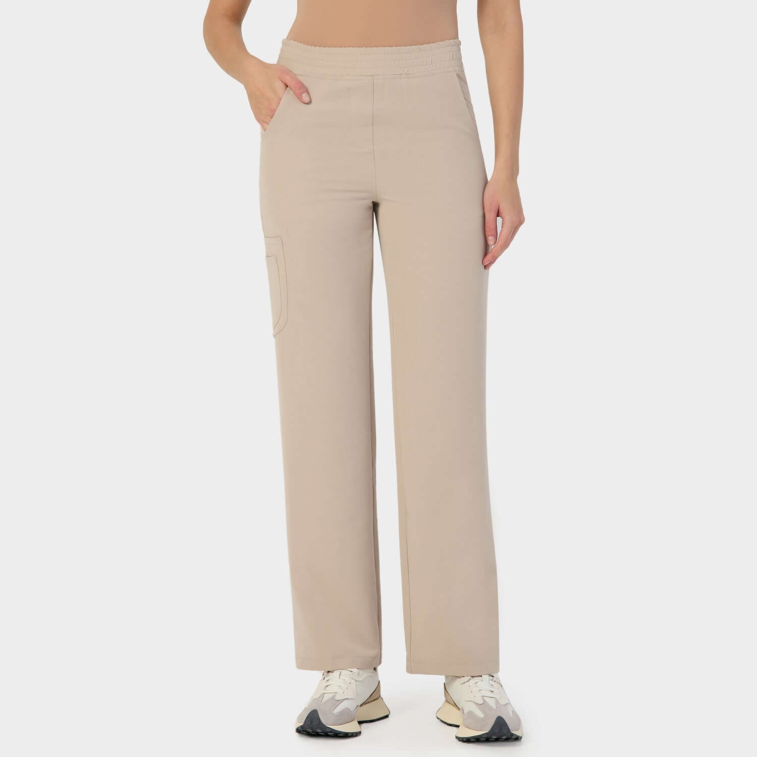 Women's wide medical trousers - LATTE