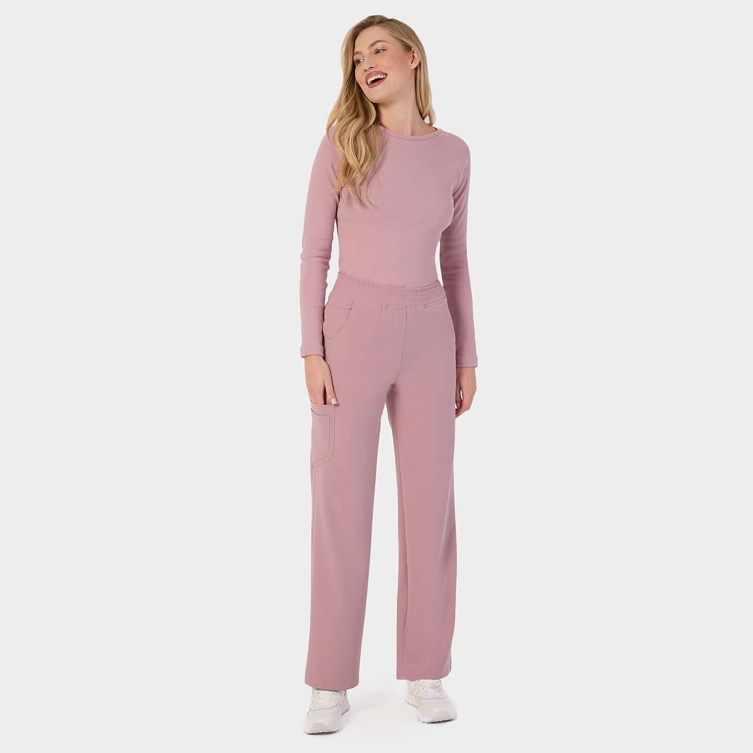 Women's wide medical trousers - BLOSSOM PINK