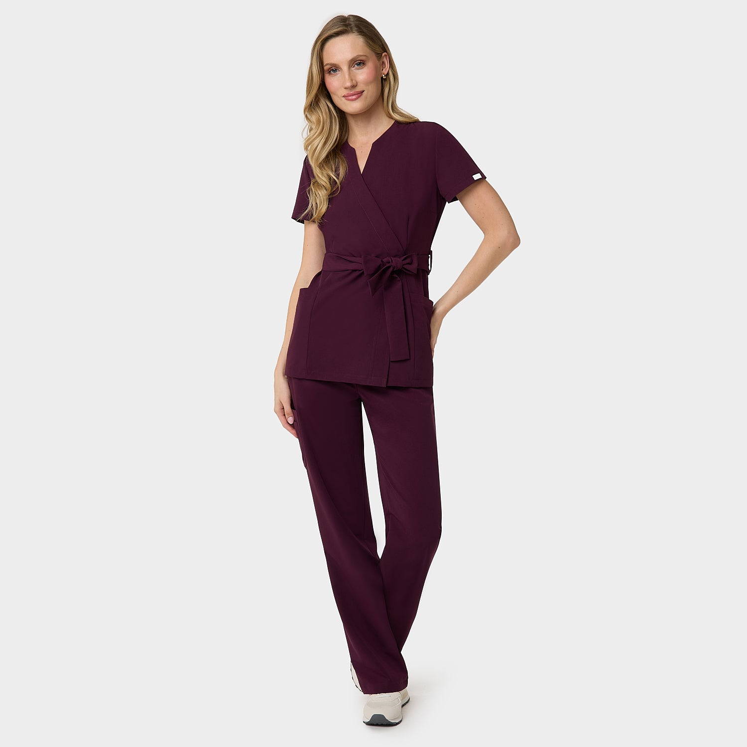 Lékařská zástěra SOPHIA s vázáním - VÍNOVÁ