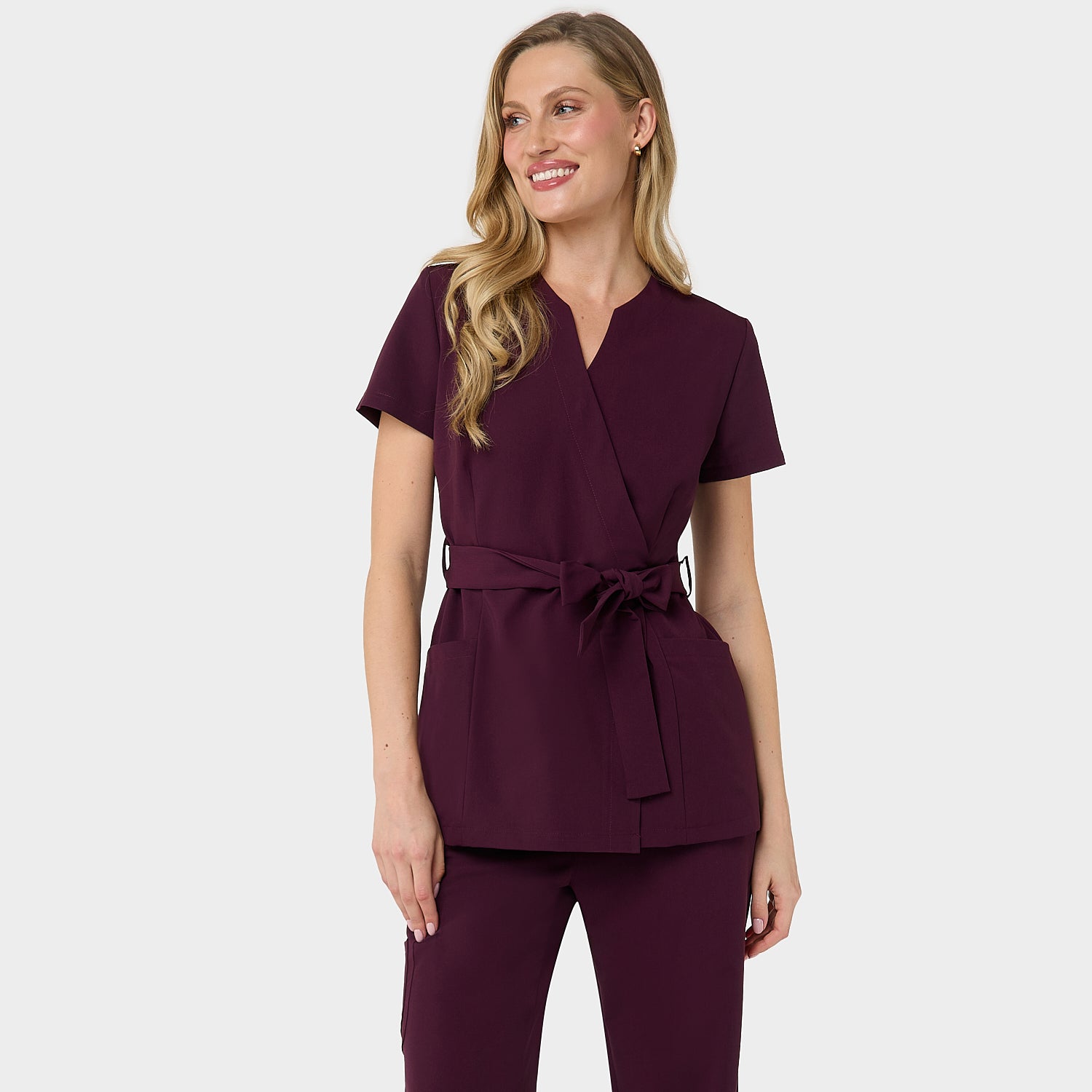 Lékařská zástěra SOPHIA s vázáním - VÍNOVÁ