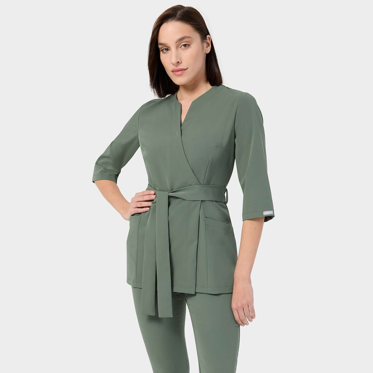 Zdravotní zástěra SOPHIA, 3/4 rukáv - EUKALYPTUS ZELENÁ 