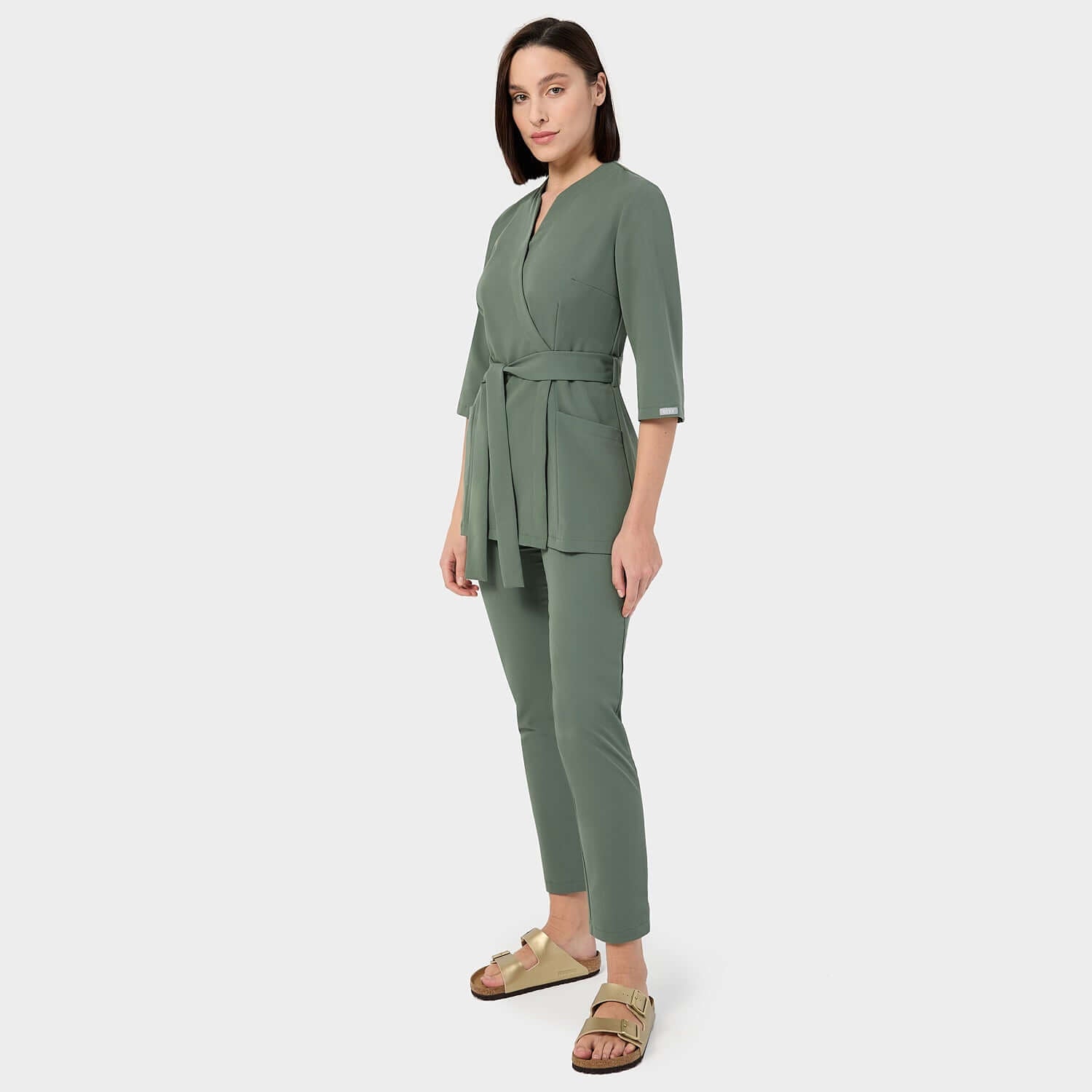 Zdravotní zástěra SOPHIA, 3/4 rukáv - EUKALYPTUS ZELENÁ 