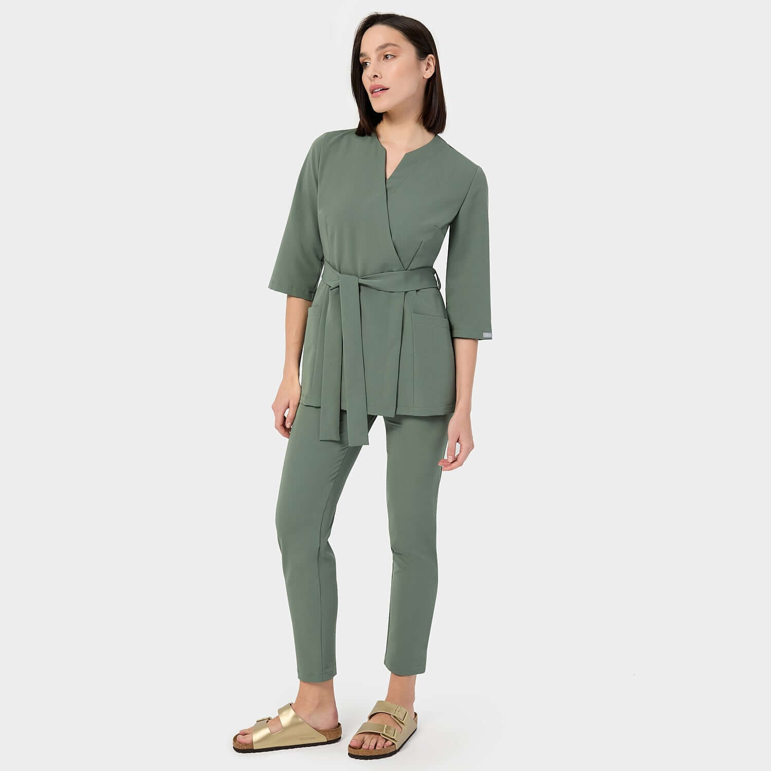 Zdravotní zástěra SOPHIA, 3/4 rukáv - EUKALYPTUS ZELENÁ 