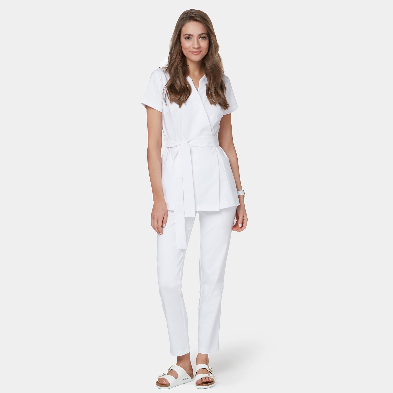 Fartuszek medyczny wiązany SOPHIA - WHITE