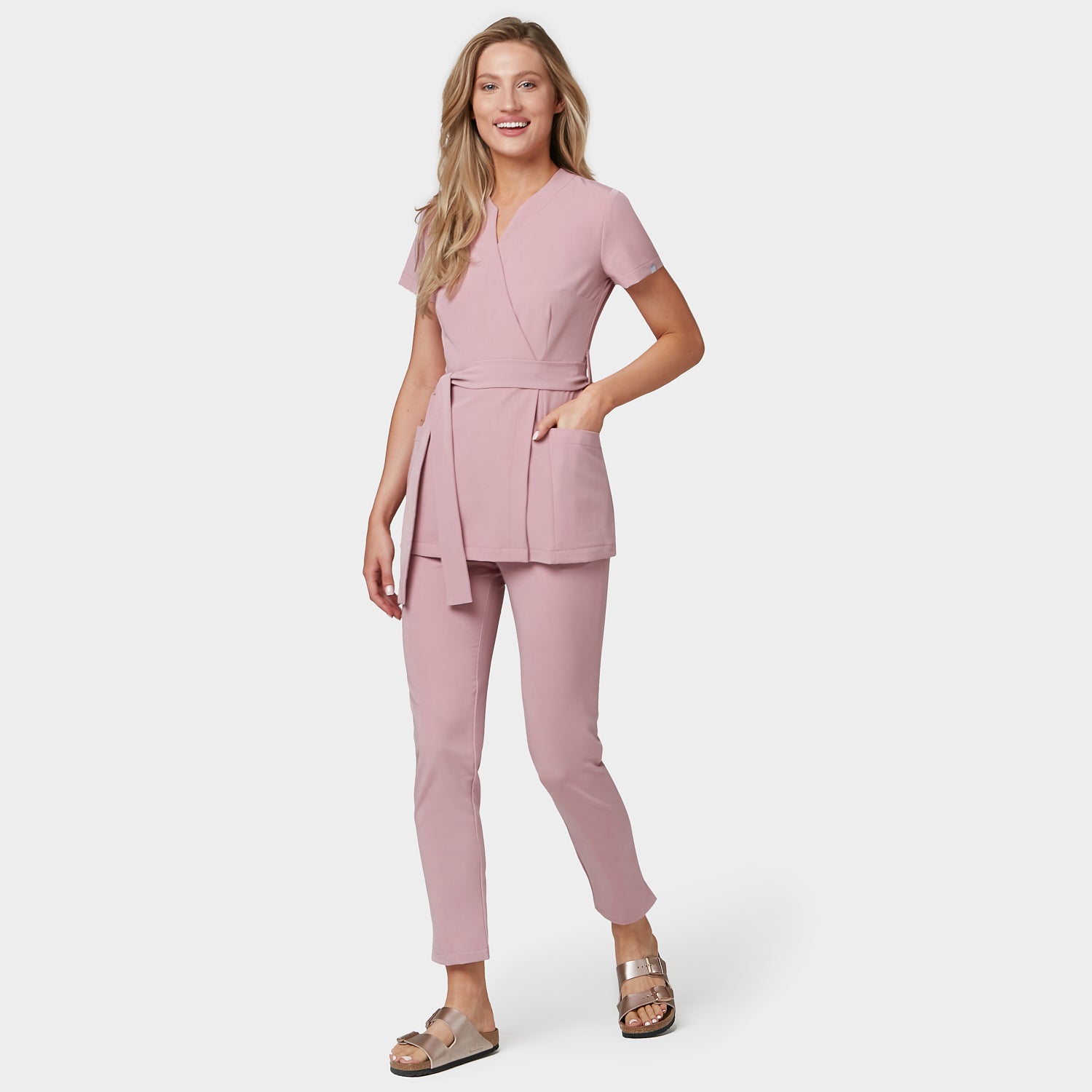 Lékařská zástěra SOPHIA s vázáním - BLOSSOM PINK 