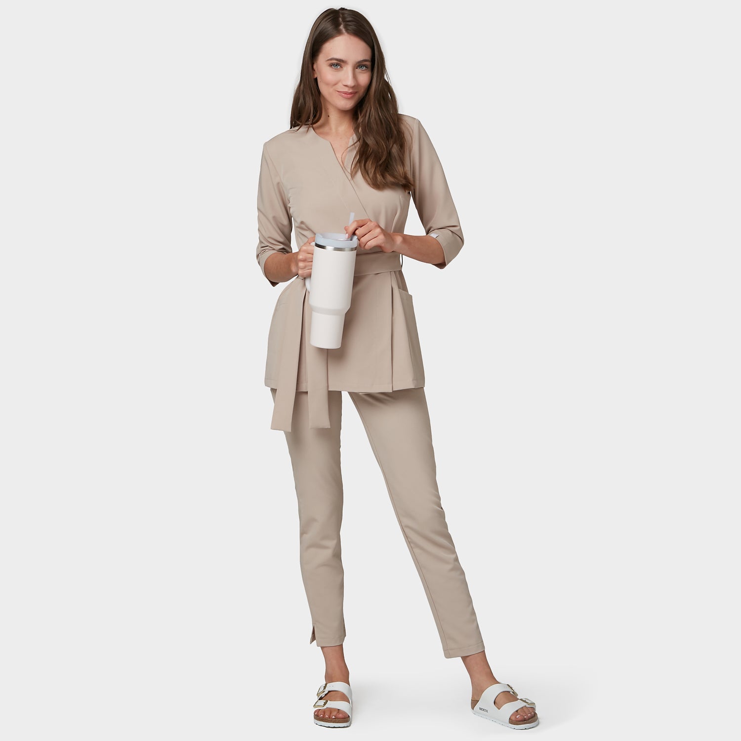 Zdravotní zástěra SOPHIA, 3/4 rukáv - LATTE 