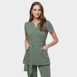 Fartuszek medyczny wiązany SOPHIA - EUCALYPTUS GREEN