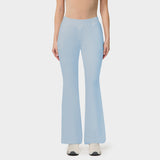 Damskie spodnie medyczne flare Baby Blue - wysoka talia i elastyczna tkanina - Vena Uniformy