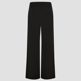 Tył damskich spodni medycznych Aura BLACK z szerokimi nogawkami i wysoką talią.