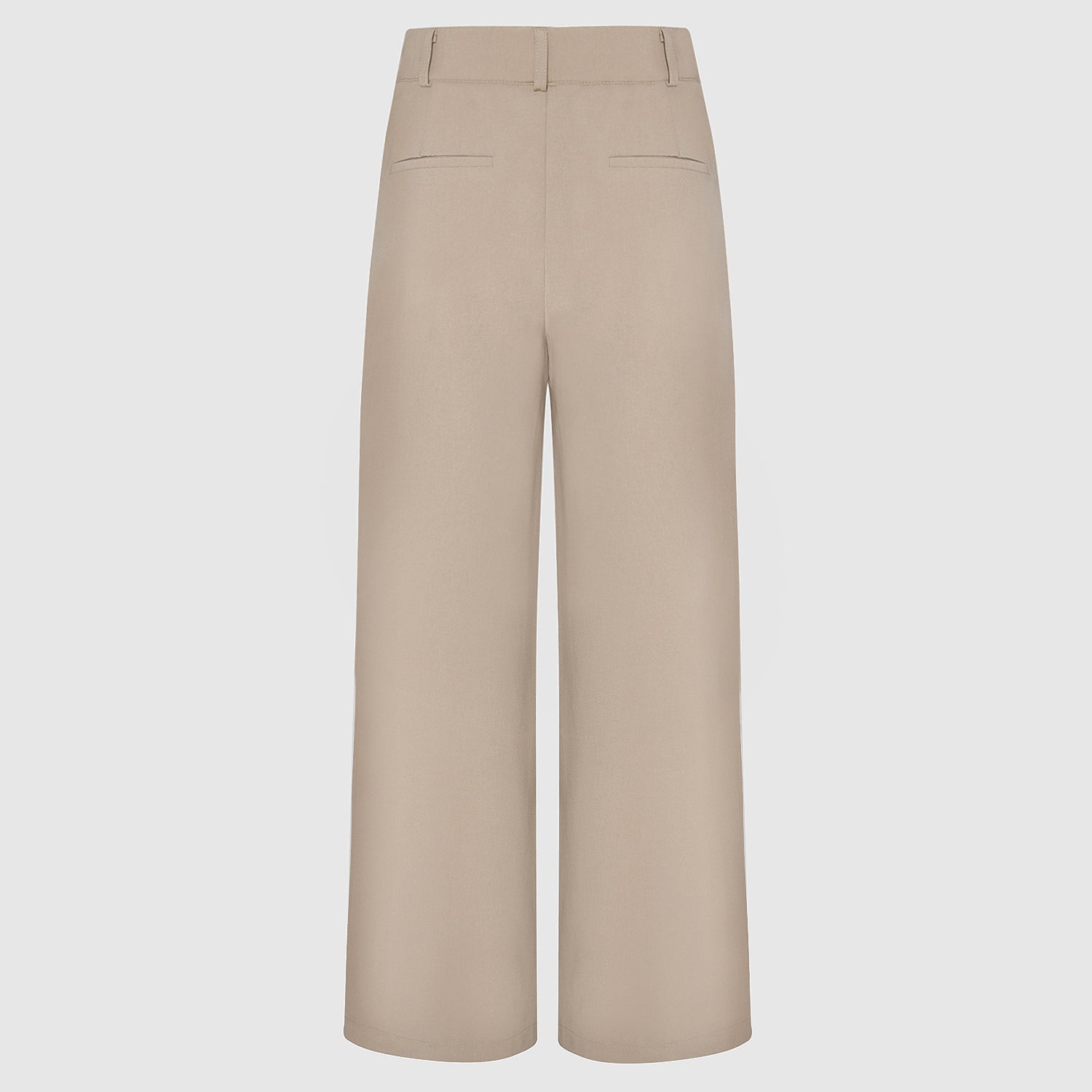 Spodnie medyczne damskie Aura LATTE w kolorze latte, widok z tyłu, z szerokimi nogawkami i wysoką talią.