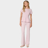 Spodnie medyczne flare Pastel Pink - kobiece, modne, do bluzy medycznej - Vena Uniformy