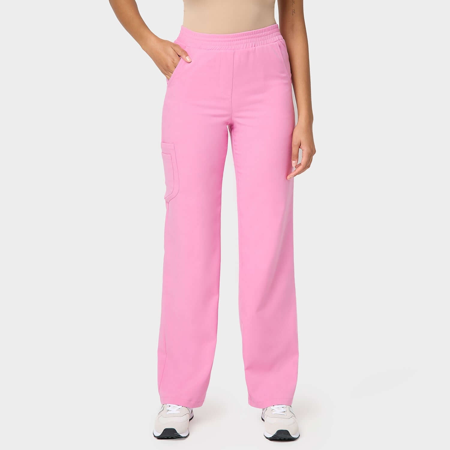 Women's wide medical trousers - CANDY PINK