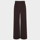 Spodnie medyczne damskie Aura w kolorze ciemnej czekolady, szerokie nogawki z wysoką talią.