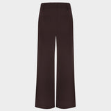 Spodnie medyczne damskie Aura DARK CHOCOLATE z szerokimi nogawkami i wysoką talią, widok z tyłu.