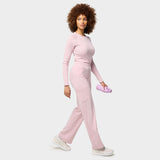 Spodnie medyczne damskie szerokie - PASTEL PINK