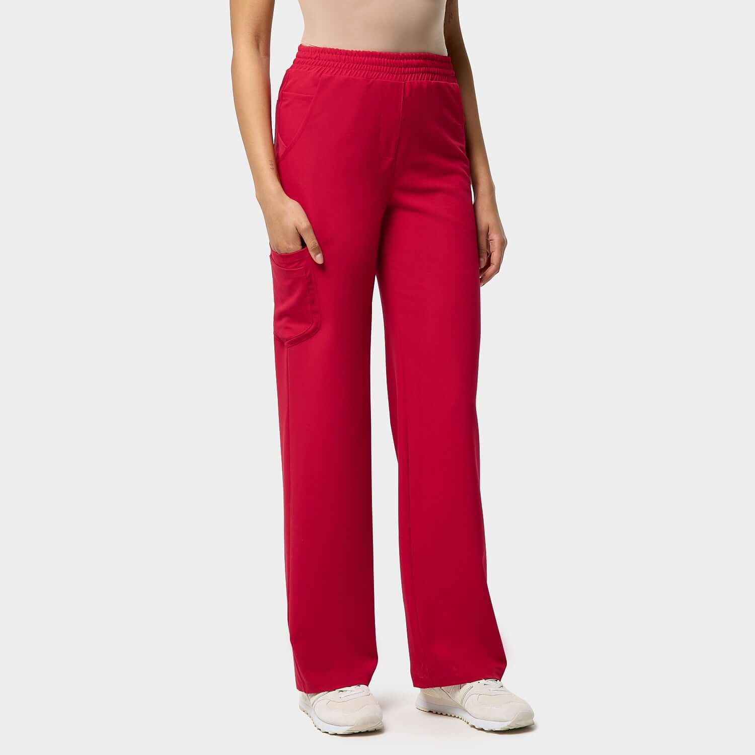 Dámské široké zdravotní kalhoty - RED CHERRY