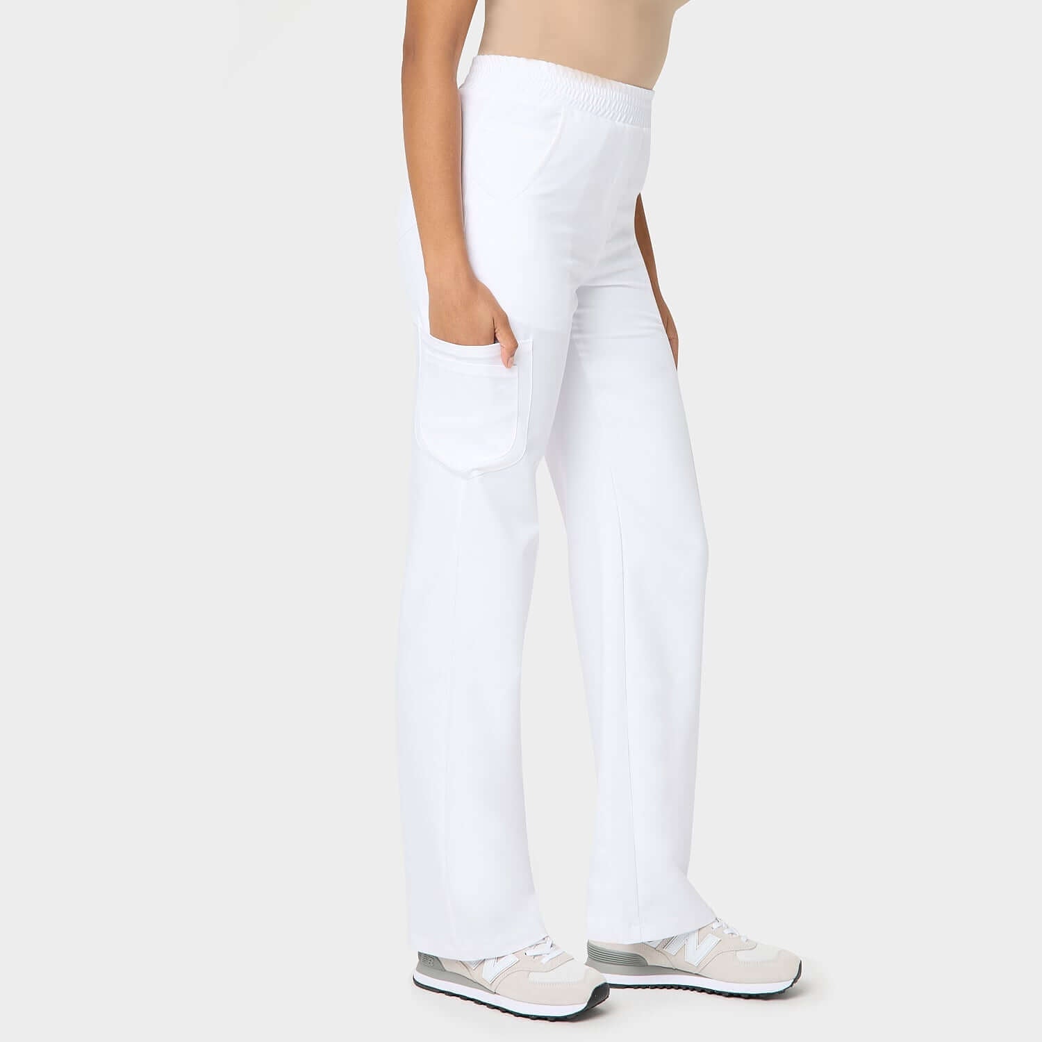 Spodnie medyczne damskie szerokie - WHITE