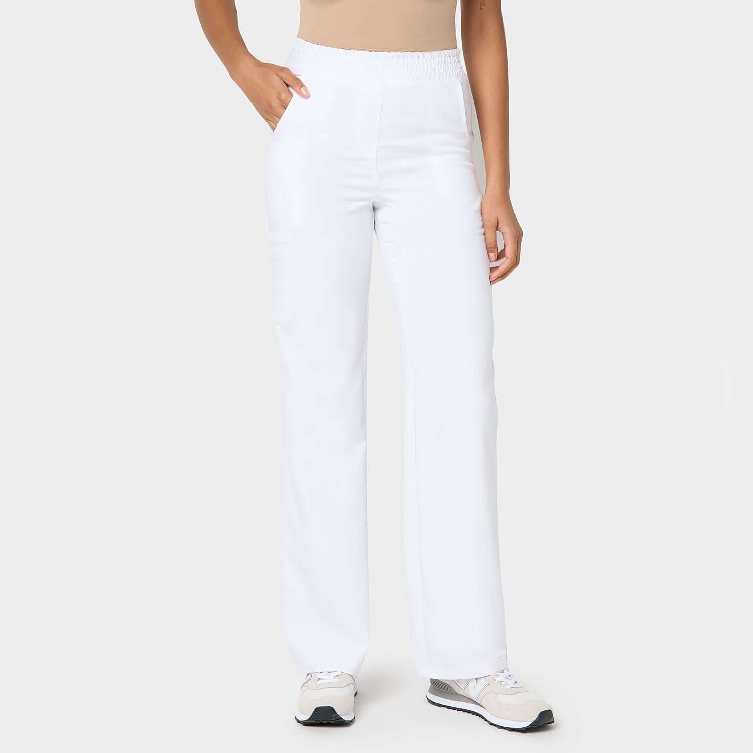 Spodnie medyczne damskie szerokie - WHITE