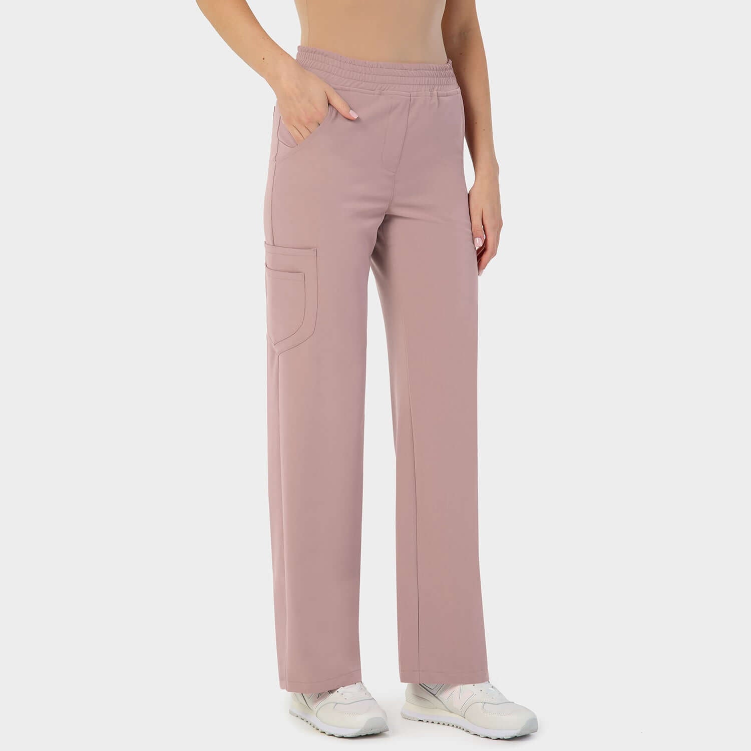 Široké dámské zdravotní kalhoty - DUSTY PINK