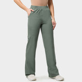 Spodnie medyczne damskie szerokie - EUCALYPTUS GREEN