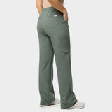 Spodnie medyczne damskie szerokie - EUCALYPTUS GREEN