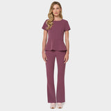 Bluza medyczna damska z baskinką KIM w kolorze Dusty Plum - kobieca, taliowana - Vena Uniformy