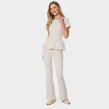 Bluza medyczna damska z baskinką KIM w kolorze NUDE - kobieca, taliowana - Vena Uniformy
