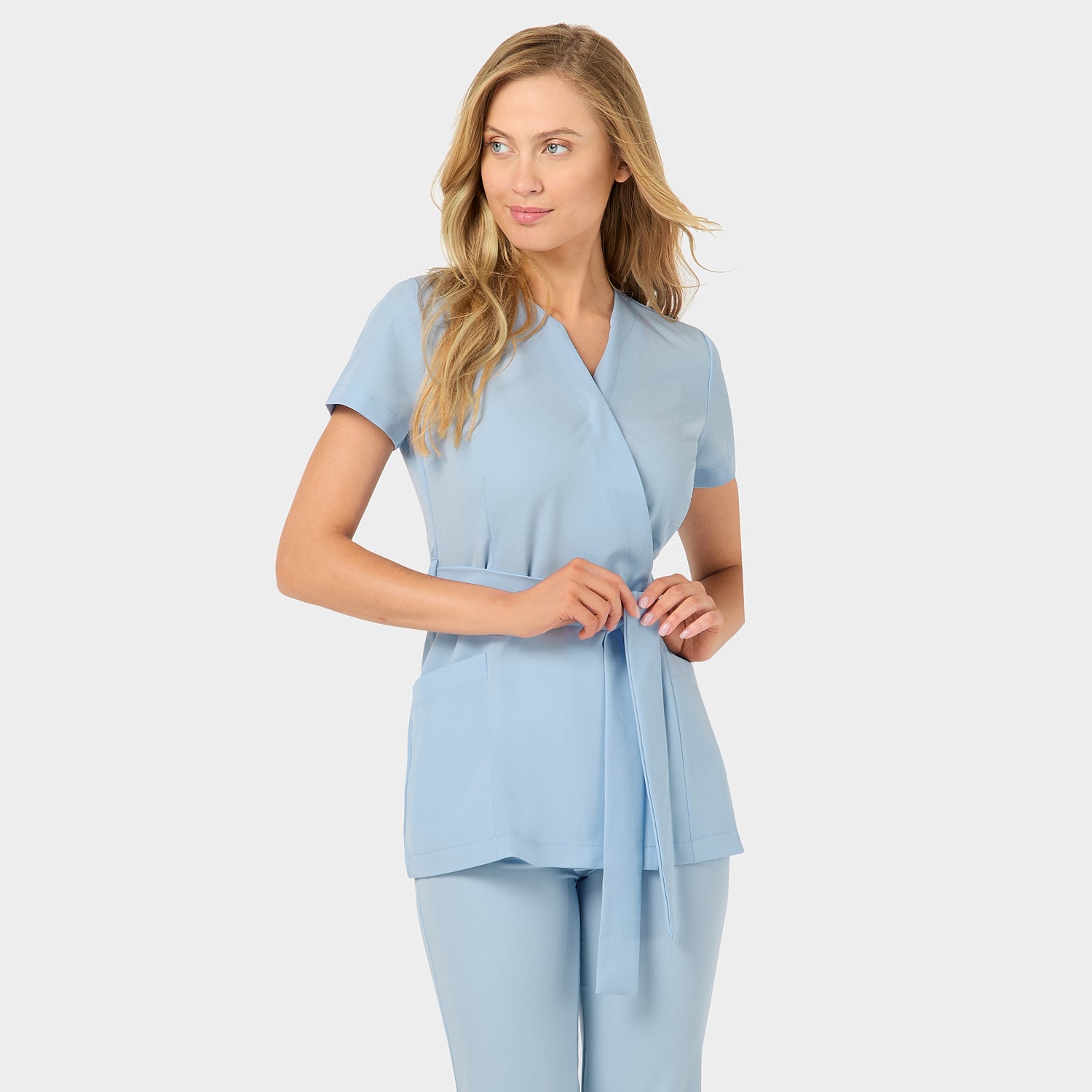 Fartuszek medyczny SOPHIA baby blue - detale produktu