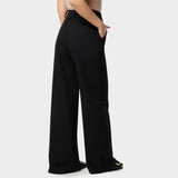 Damskie spodnie medyczne Aura BLACK z szerokimi nogawkami i wysoką talią, idealne do stylizacji medycznych.