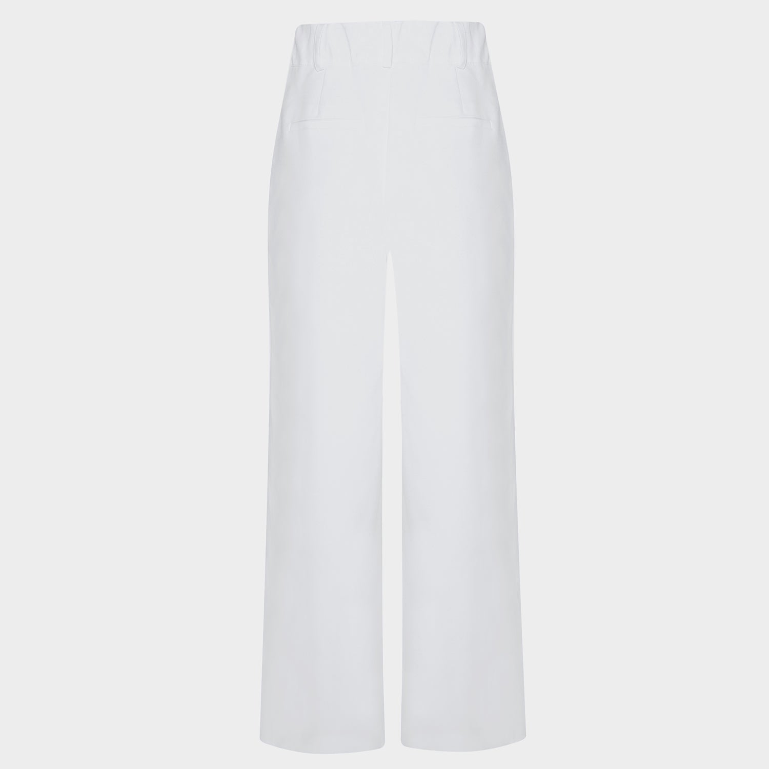 Damskie spodnie medyczne Aura w kolorze białym, z szerokimi nogawkami i wysoką talią, idealne do pracy.