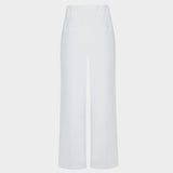 Damskie spodnie medyczne Aura w kolorze białym, z szerokimi nogawkami i wysoką talią, idealne do pracy.